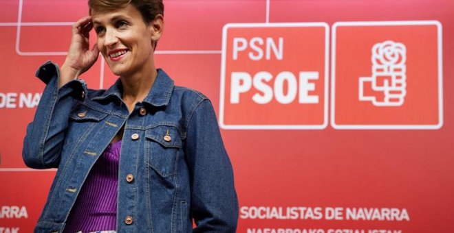 La secretaria general del PSN y candidata a presidir Navarra, María Chivite este martes. EFE/Villar López