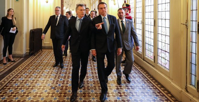 Mauricio Macri, presidente de la República Argentina, muestra a Jair Bolsonaro, presidente brasileño, la Casa Rosada, el pasado mes de junio. Marcos Corrêa/ Presidencia República.