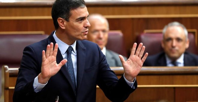 El presidente del Gobierno en funciones y candidato socialista, Pedro Sánchez, durante