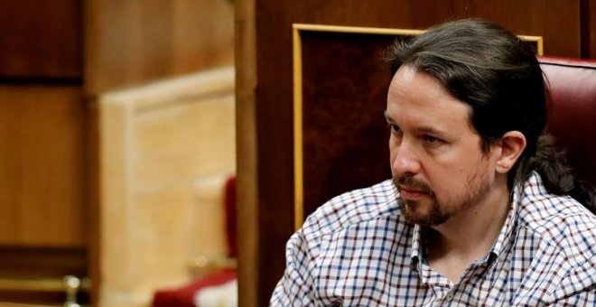 El líder de Unidas Podemos, Pablo Iglesias, durante la segunda y definitiva votación de la investidura