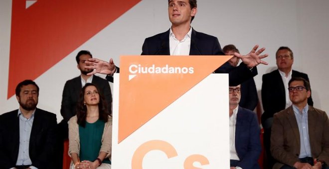 El presidente de Ciudadanos Albert Rivera durante su intervención en la reunión extraordinaria del Consejo General de Ciudadanos, en la que los dirigentes consultados por Efe dan por hecho que en la nueva dirección estarán el exsocialista Joan Mesquida o