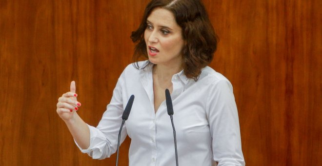 La nueva presidenta de la Comunidad de Madrid durante el debate de investidura el 14 de agosto. / Europa Press