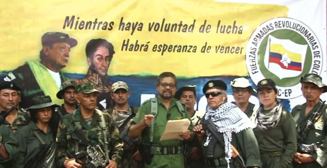 El ex número dos de las FARC, 'Iván Márquez' durante el vídeo en el que anuncia la vuelta a la lucha armada en Colombia.-