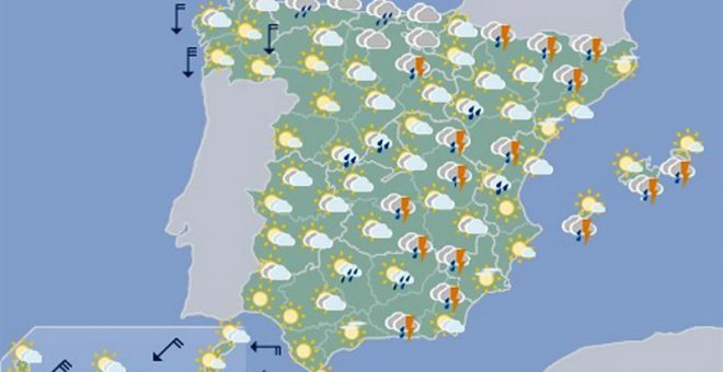 Mapa significativo elaborado por la AEMET el 30/08/2019 válido para el 31/08/2019 de 12 a 24 horas. EFE/ Aemet