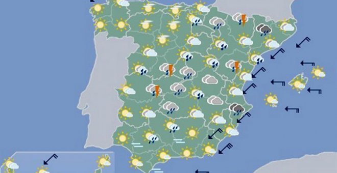 Mapa significativo facilitado por la Aemet elaborado el 13/09/2019 válido para el 15/09/2019 de 0 a 12 horas. EFE