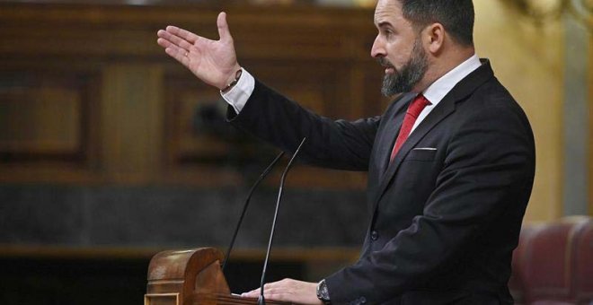 Santiago Abascal, líder de Vox, en el Congreso. (FERNANDO VILLAR | EFE)