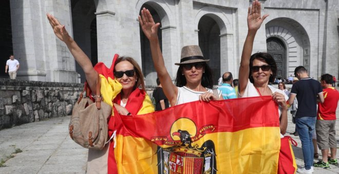 Franquistas en el Valle de los Caídos durante la jornada del 15 de julio de 2018. MOVIMIENTO CATÓLICO ESPAÑOL