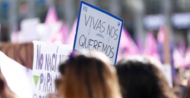 08/10/2019 - Pancarta que reza "nos queremos viva" durante el 8M. EUROPA PRESS