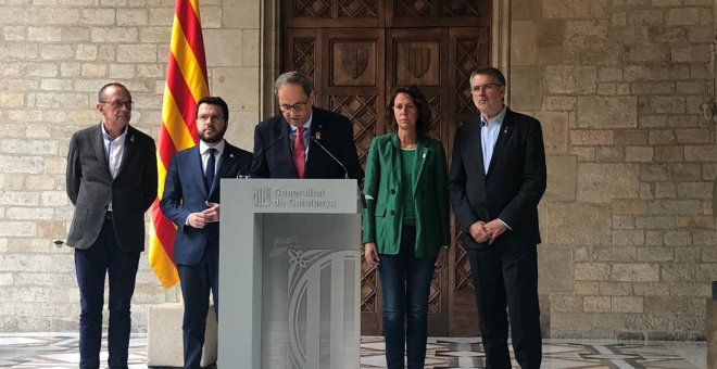 Quim Torra, durante la rueda de prensa de este sábado. EUROPA PRESS