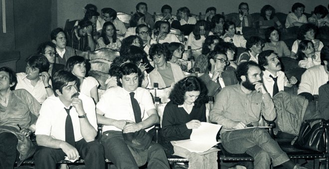 Reunión de abogados durante el franquismo.