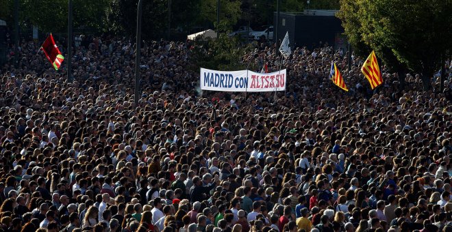 Movilización realizada el sábado 26 de octubre en Pamplona contra la sentencia del Tribunal Supremo por el caso Altsasu. EFE/Iñaki Porto