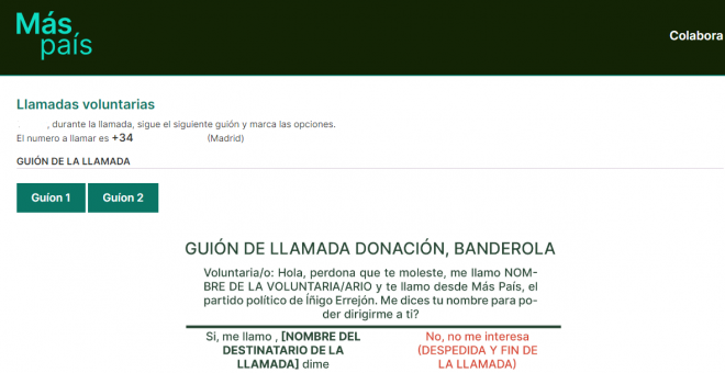 Captura de pantalla de la página web de Más LLamada.