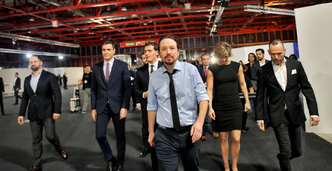 El candidato a la Presidencia del Gobierno de Unidas Podemos, Pablo Iglesias, entrando en el debate electoral / Daniel Gago - Podemos.