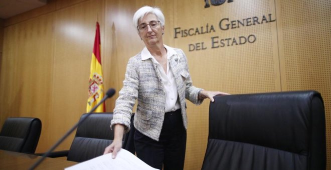 14-10-2019.- La Fiscal General del Estado, María José Segarra, comparece ante los medios para exponer una valoración preliminar en relación a la sentencia del ´'procés'. EP/Eduardo Parra