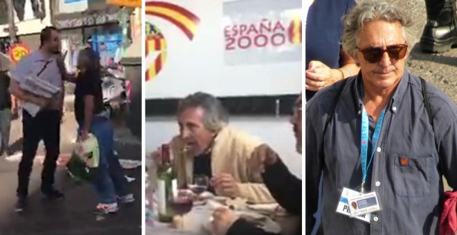 Antonio Alemany el “sujeto no identificado (SIN) 2” en una secuencia gráfica. En la primera enfrentándose a un periodista de Jornada; en la segunda, en una comida en la sede de España 2000; y en la tercera fotografiado el pasado 9 d’Octubre acreditado com