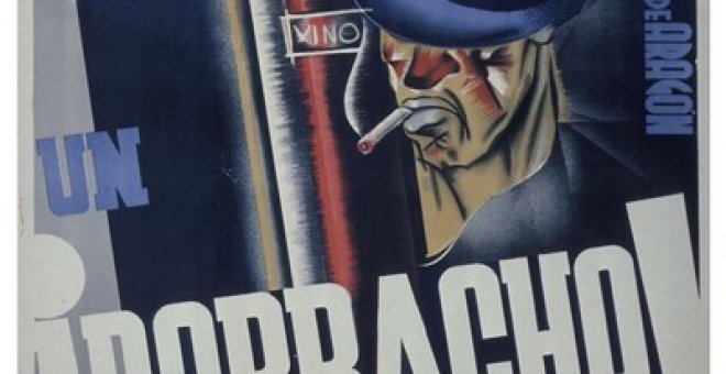 Cartel de la CNT de 1937 en el que se puede leer: "Un borracho es un parásito, eliminémosle“.