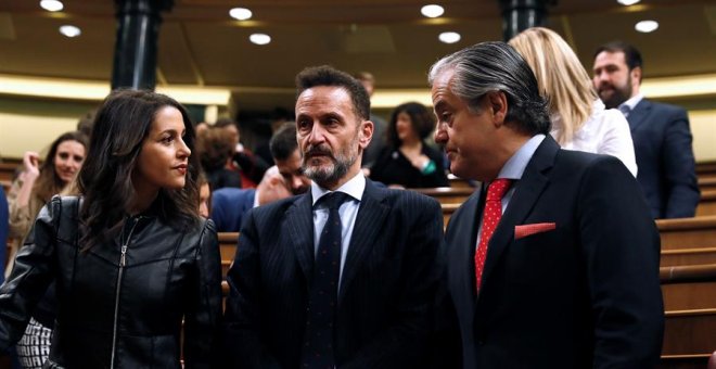 La portavoz de Ciudadanos, Inés Arrimadas, junto a los diputados Edmundo Bal y Marcos de Quinto. EFE