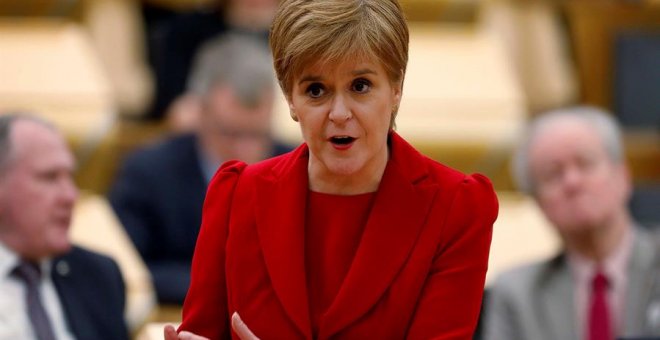 Nicola Sturgeon, este martes en el Parlamento escocés.