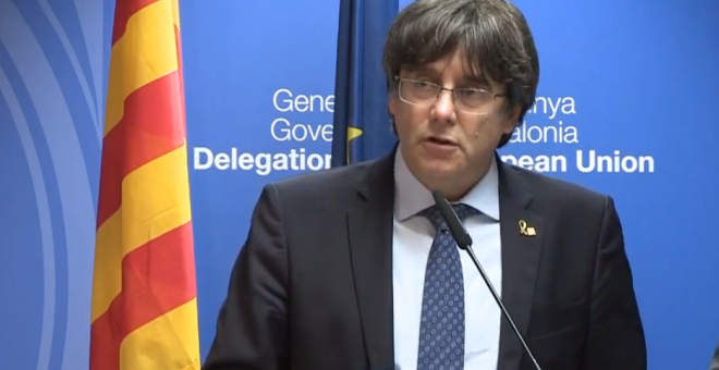 19/12/2019 - El expresidentde la Generalitat Carles Puigdemont durante una rueda de prensa desde Bruselas. / CAPTURA EFE