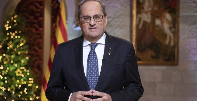 El presidente de la Generalitat, Quim Torra, en su mensaje institucional de Fin de Año. E.P.