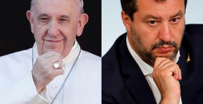 El papa Francisco y Matteo Salvini. REUTERS