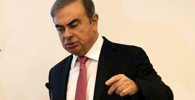 08/01/2020 - El expresidente de Nissa, Carlos Ghosn, durante una rueda de prensa desde Beirut tras su huida a Líbano. / EFE