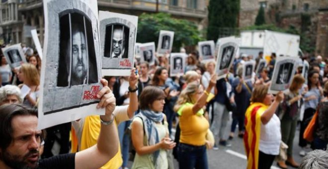 Manifestación en apoyo a los líderes independentistas presos. EFE