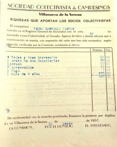 Documento hallado en las excavaciones sobre las colectividad de campesinos.