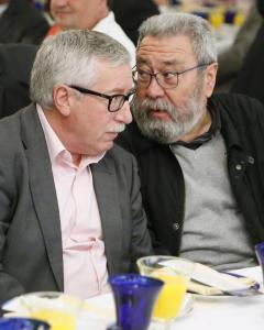 Los líderes de UGT y CCOO, Cándido Méndez e Ignacio Fernández Toxo, en un desayuno informativo organizado por el Foro Nueva Economía. EFE/Fernando Alvarado