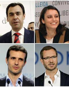 Combo de imágenes de los cuatro nuevos vicesecretarios del PP, de izq. a dcha y de arriba a abajo: Fernando Martínez Maíllo, de Organización; Andrea Levy, de Estudios y Programas; Pablo Casado, de Comunicación, y Javier Maroto, vicesecretario sectorial.