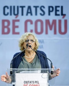 Manuela Carmena durante su intervención en el acto de Barcelona. - EFE