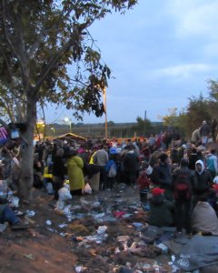 Campo improvisado de refugiados en la frontera de Croacia y Serbia.