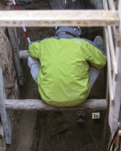 Los restos de Timoteo Mendieta han sido exhumados hoy en el cementerio de Guadalajara tras 12 días de trabajo del equipo de la Asociación para la Recuperación de la Memoria Histórica (ARMH).EFE/Pepe Zamora