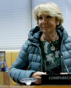 La presidenta del PP de Madrid, Esperanza Aguirre, durante su comparecencia en la comisión de corrupción de la Asamblea de Madrid. EFE/Chema Moya