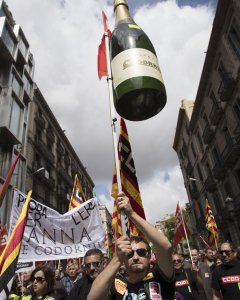 Treballadors de Cordorniu a la manifestació de l'1 de maig