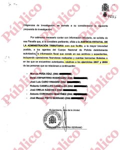 Solicitud de Olivera de información a la Agencia Tributaria de los siete 'elegidos'.