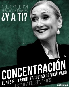 Cartel de la concentración convocada por los estudiantes por el máster de Cristina Cifuentes.