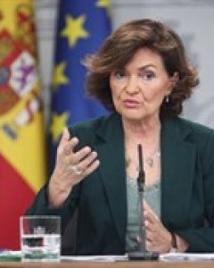 Carmen Calvo, vice-presidenta del Govern en funcions, en roda de premsa després del Consell de Ministres. EUROPA PRESS