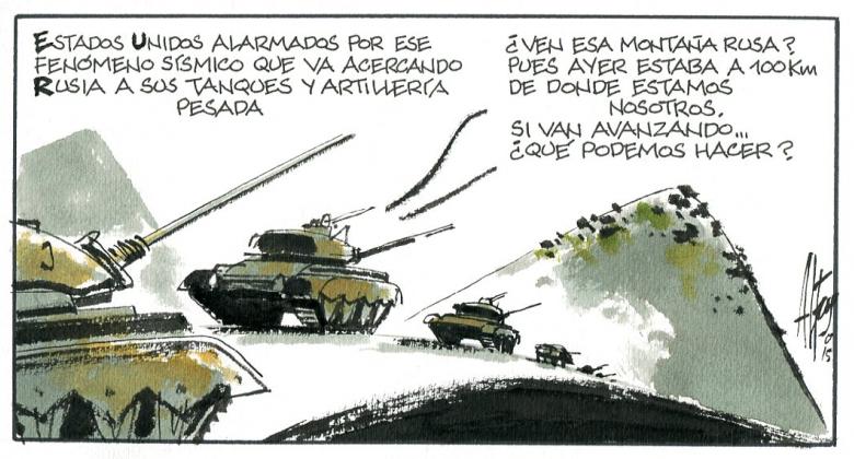 Viñeta de Alfons Lopez con tanques.