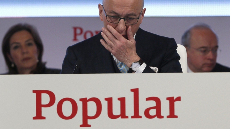 El vicepresidente del Banco Popular, Roberto Higuera, durante la reunión de la junta extraordinaria de accionistas, celebrada en Madrid. EFE/Mariscal