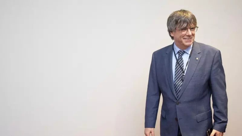 El expresident de la Generalitat Carles Puigdemont durante la sesión celebrada en la corte de la Unión Europea, en Bruselas, a 5 de julio de 2023.