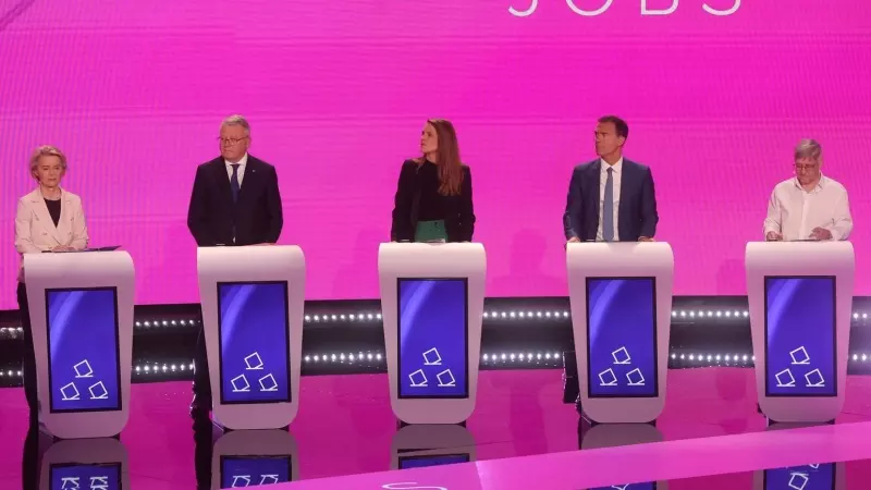 Los candidatos a la Presidencia de la Comisión Europea durante el debate celebrado en Bruselas.