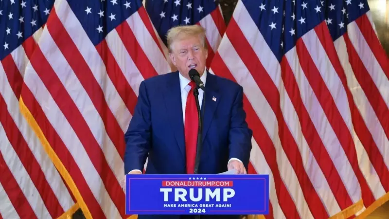 Donald Trump durante una conferencia de prensa después de ser declarado culpable, en Nueva York.