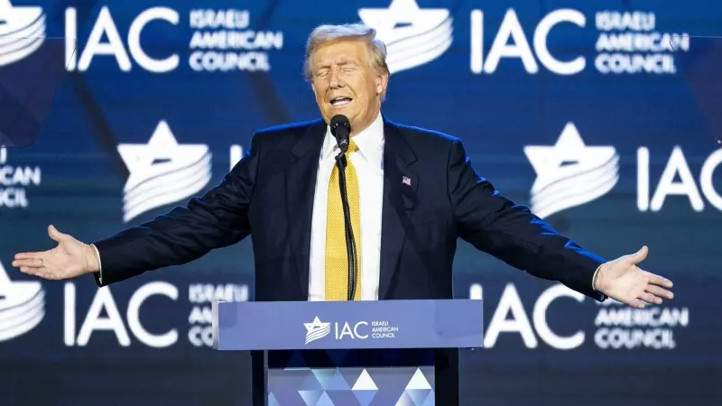 El expresidente estadounidense Donald Trump habla en la Cumbre Nacional del Consejo Israelí-Americano (IAC) celebrada en el Washington Hilton en Washington, DC, a 19 de septiembre de 2024.