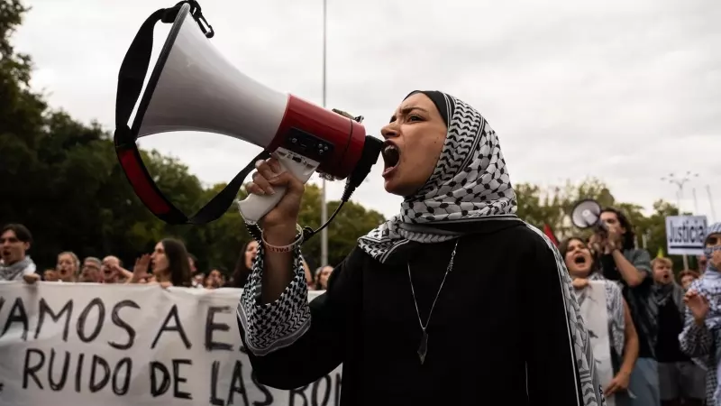 Imagen de la manifestación de este sábado en Madrid contra el genocidio de Israel en Gaza.