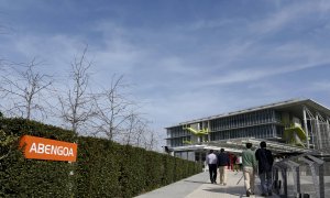 La entrada de la sede corporativa de Abengoa en Sevilla, el Campus Palmas Altas. REUTERS