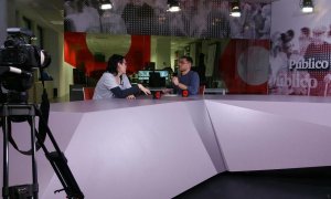 Pamela Palenciano, en un momento de la entrevista junto a Juan Carlos Monedero / LA TUERKA