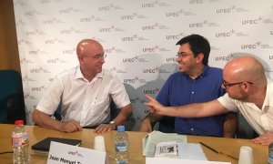 Tresserras i Pisarello, durant el debat de dijous a l'UPEC. / CARLES BELLSOLÀ