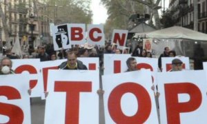 Manifestació contra l'arribada de creuers i el turisme massiu a Barcelona. @AsBarrisTS