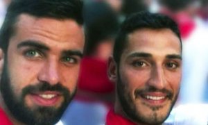 Antonio Manuel Guerrero y Alfonso Jesús Cabezuelo, durante los Sanfermines de 2016.